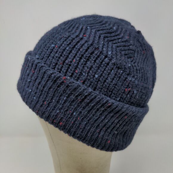 NEXT Men's Knit Beanie Hat Blue One Size Acrylic Wool Blend Patch Logo - Picture 5 of 11